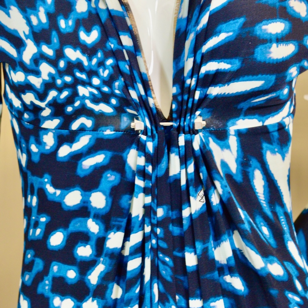 Roberto Cavalli Just Cavalli Blue Psychedelic Print Dress EU 40 Bodycon 🇮🇹 - Picture 8 of 13